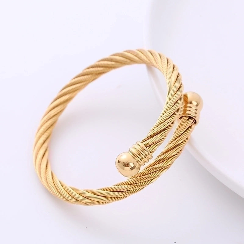 Retro Bulb 304 Stainless Steel 18K Gold Plated Bangle In Bulk