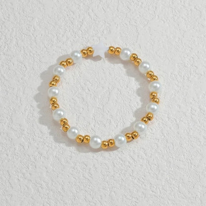 Elegant Cute Streetwear Geometric 304 Stainless Steel 18K Gold Plated Artificial Pearls Bracelets In Bulk