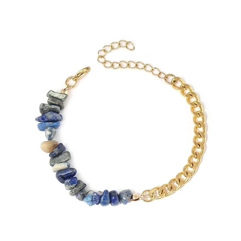 Vacation Color Block 304 Stainless Steel Natural Stone 18K Gold Plated Bracelets In Bulk