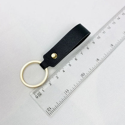 Creative Solid Color Pu Keychain Simple Couple Leather Car Key Ring Metal Universal Bag Strap Buckle Office Culture Accessories