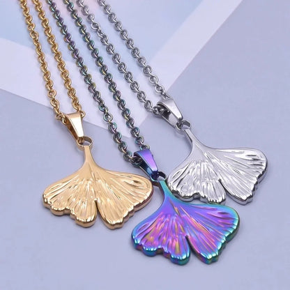 3 Pieces Casual Minimalist Ginkgo Leaf 304 Stainless Steel 18K Gold Plated Pendant Necklace Necklace Pendant