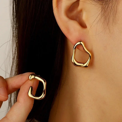 1 Pair Minimalist Classic Style Artistic Asymmetrical Irregular Hollow Out 304 Stainless Steel Imitation Gold Ear Studs