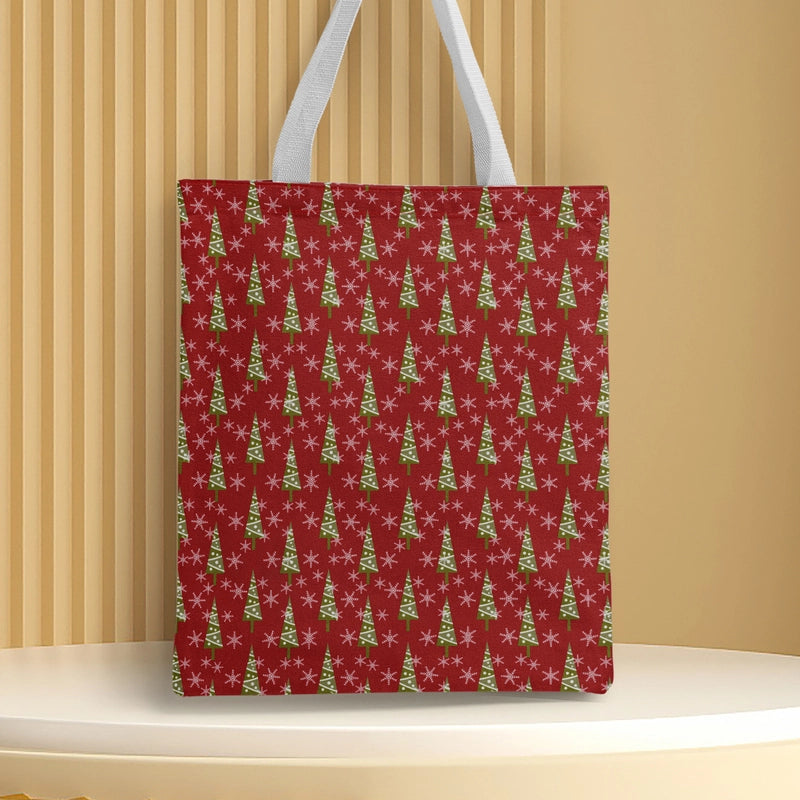 Christmas Unisex Polyester Christmas House Christmas Tree Santa Claus Cute Square Open Handbag