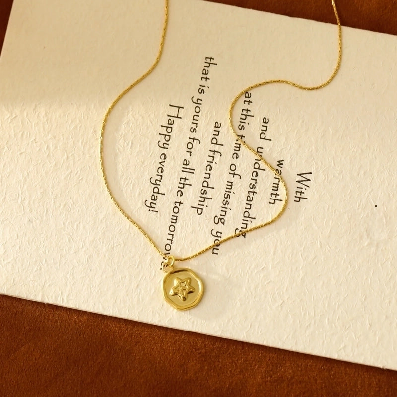 Vacation Marine Style Beach Tortoise Starfish Hippocampus 304 Stainless Steel 18K Gold Plated Pendant Necklace