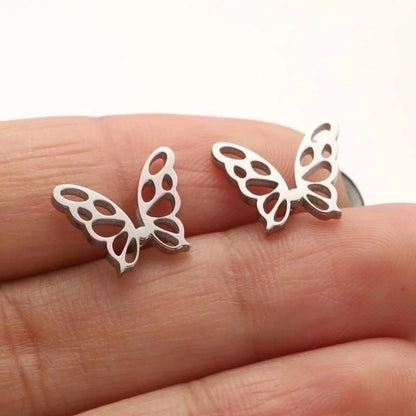 1 Pair Minimalist Butterfly Plating Hollow Out 304 Stainless Steel 18K Gold Plated Ear Studs