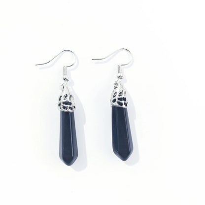 Ethnic Style Water Droplets Stone Drop Earrings 1 Pair