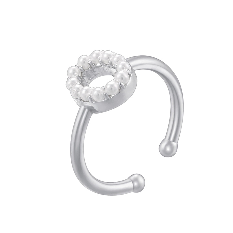 Copper 18K Gold Plated Plating Inlay Letter Artificial Pearls Open Rings