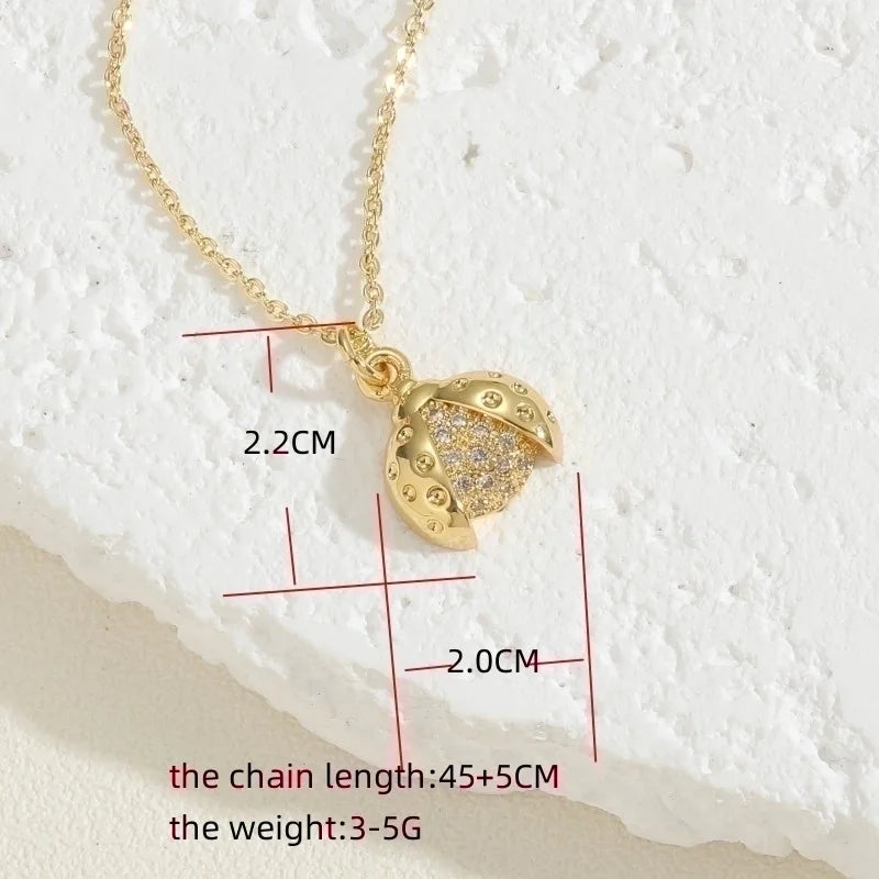 Cute Minimalist Beetles Bee Snowflake Copper 14k Gold Plated White Gold Plated Zircon Pendant Necklace In Bulk