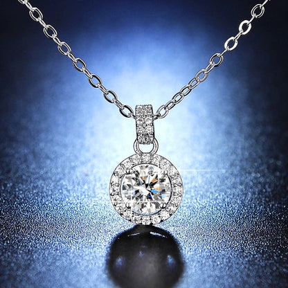 Shiny Geometric White Copper Inlay Rhinestones Pendant Necklace