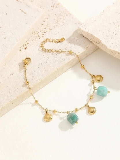 Minimalist Classic Style Color Block Ocean Titanium Steel 18K Gold Plated Crystal Bracelets In Bulk