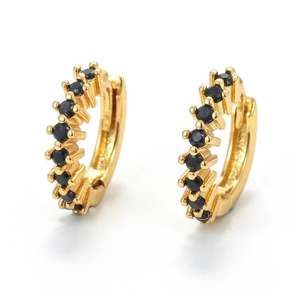 Geometric Plating Metal Zircon Copper Earrings