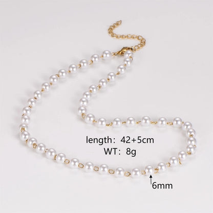 Casual Minimalist Classic Style Round 304 Stainless Steel Artificial Pearl Necklace
