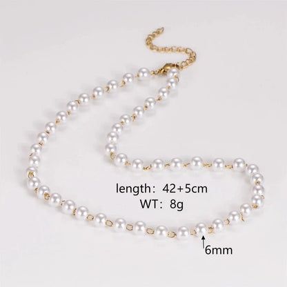 Casual Minimalist Classic Style Round 304 Stainless Steel Artificial Pearl Necklace