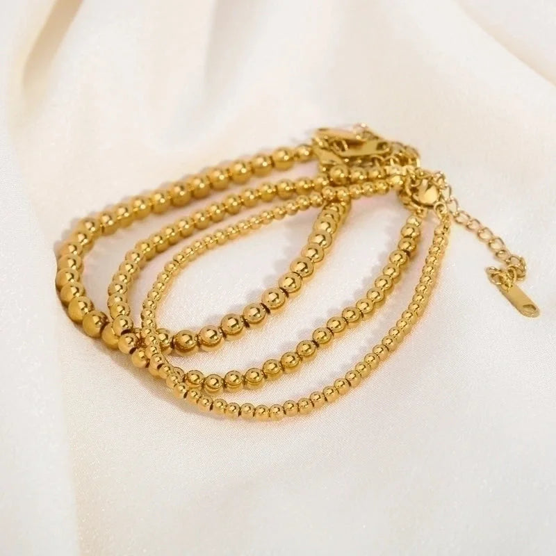 Classic Style Round 201 Stainless Steel 18K Gold Plated Bracelets In Bulk