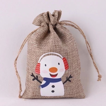 1 Piece Linen Cute Daily Festival Christmas Santa Claus Elk