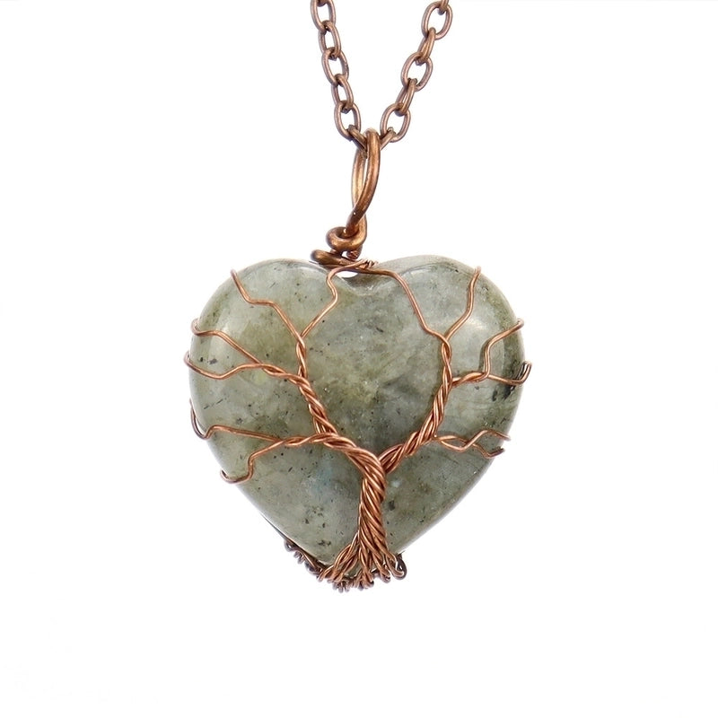 Minimalist Heart Shape Natural Stone Ferroalloy Pendant Necklace