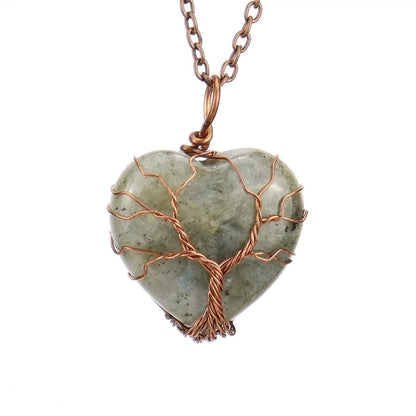 Minimalist Heart Shape Natural Stone Ferroalloy Pendant Necklace