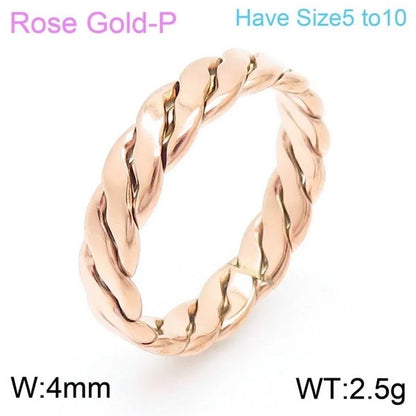 Fashion Twist Titanium Steel 18K Gold Plated Polishing Stainless Steel Rings