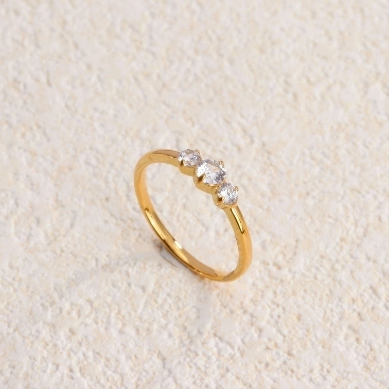 Retro Water Droplets Titanium Steel Inlay Artificial Diamond Rings