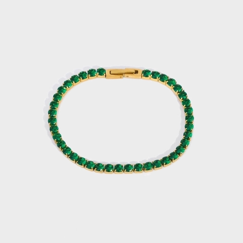 Elegant Shiny Round 201 Stainless Steel 18K Gold Plated Zircon Bracelets In Bulk