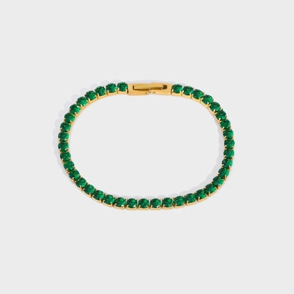 Elegant Shiny Round 201 Stainless Steel 18K Gold Plated Zircon Bracelets In Bulk