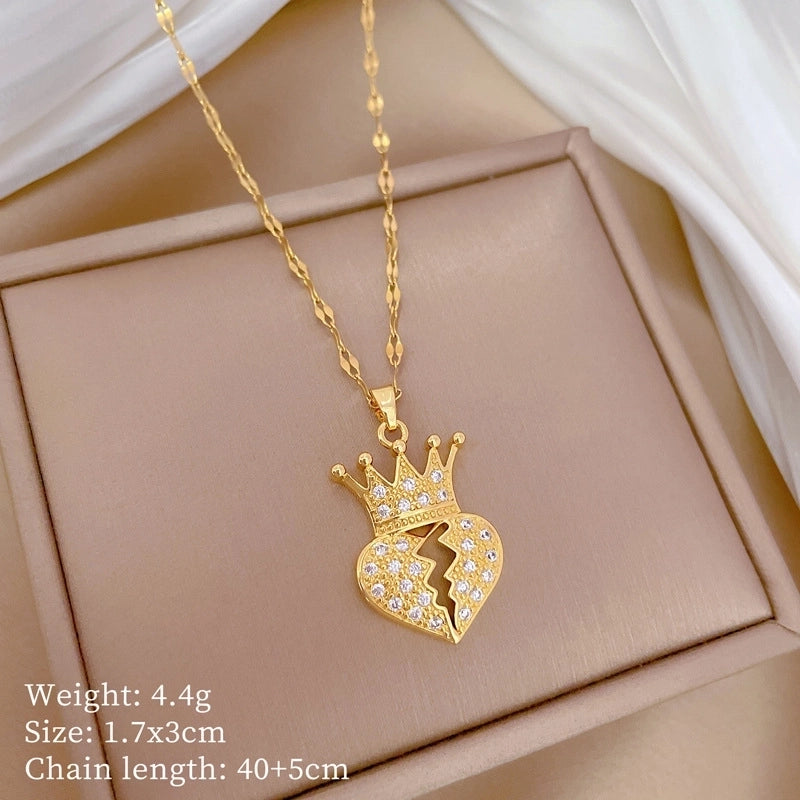 Fashion Geometric Titanium Steel Copper Plating Artificial Diamond Necklace