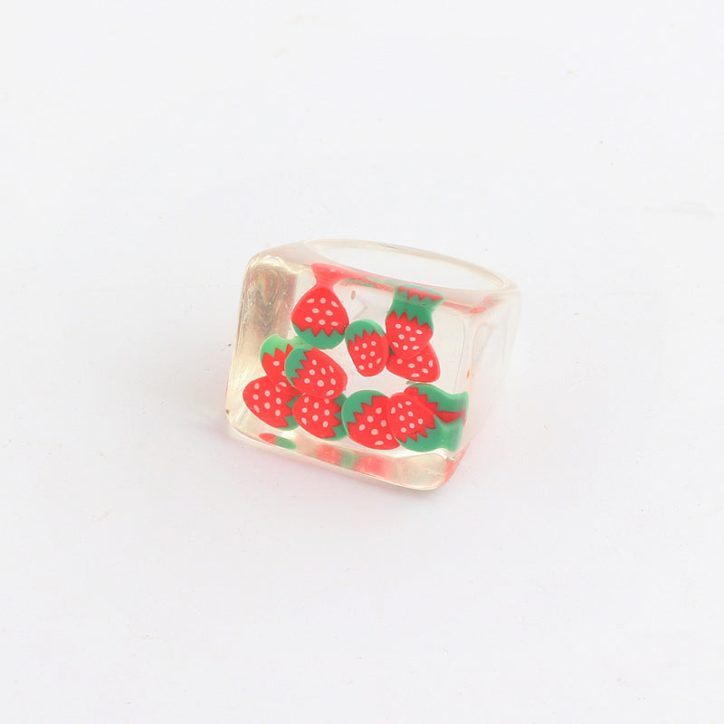 Cartoon Women Flower Fruit Plastic Rings