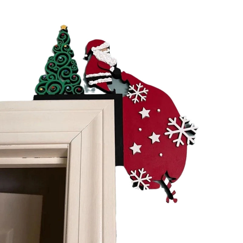 Christmas Cartoon Style Christmas Tree Santa Claus Elk Wood Indoor Ornaments Decorations Hanging Ornaments