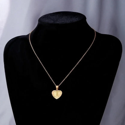 Sweet Letter Stainless Steel Copper Plating Inlay Zircon 18k Gold Plated Pendant Necklace