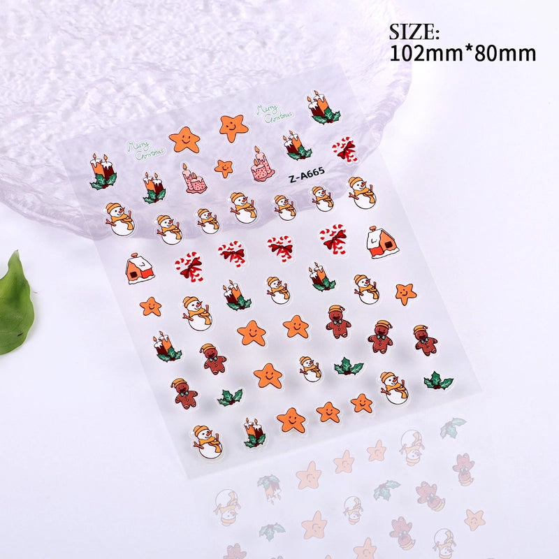 Popular Style Nail Art 5D Embossed Christmas Sticker Nail Art Sticker Christmas Gift Santa Claus Hat In Stock