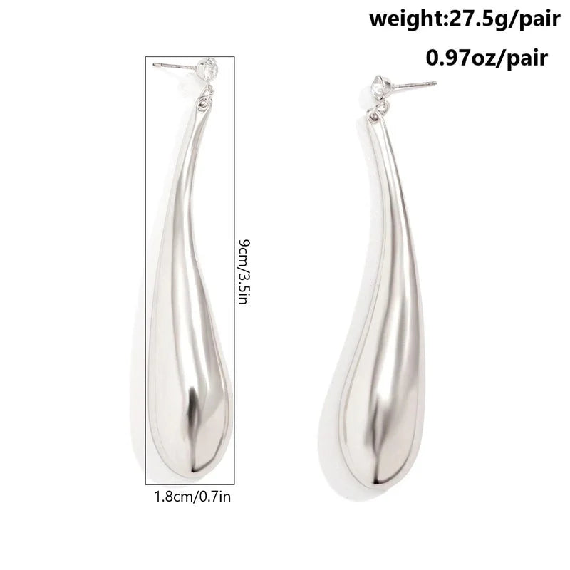 1 Pair Minimalist Oversized Geometric Copper 18k Gold Plated Drop Earrings