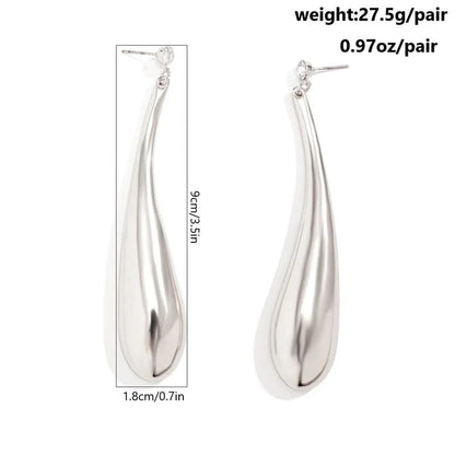 1 Pair Minimalist Oversized Geometric Copper 18k Gold Plated Drop Earrings