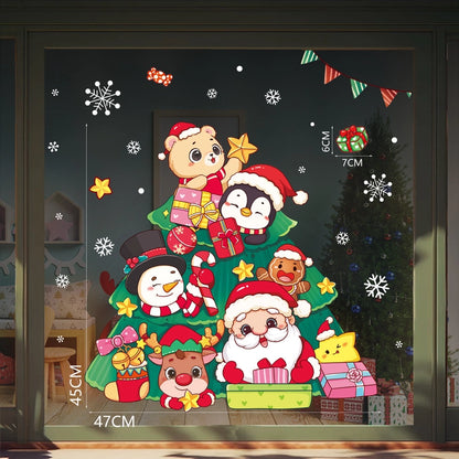 Christmas Cartoon Style Christmas Socks Snowman PVC Holiday Car Window Stickers
