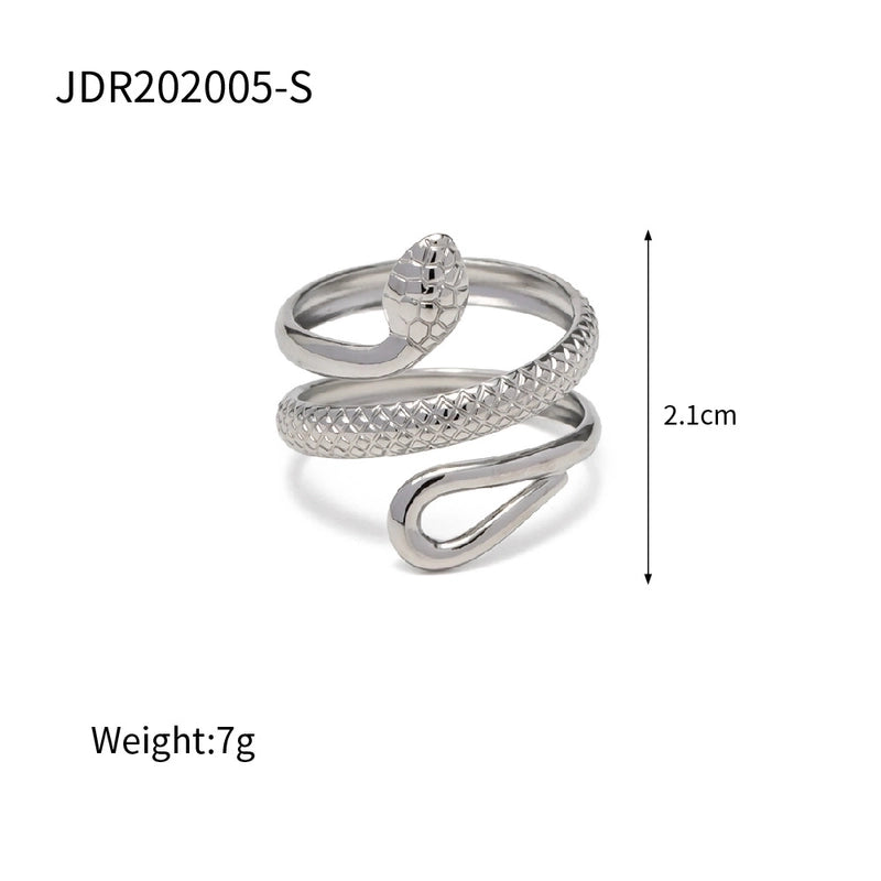 Fashion Snake 304 Stainless Steel 18K Gold Plated Plating Open Ring