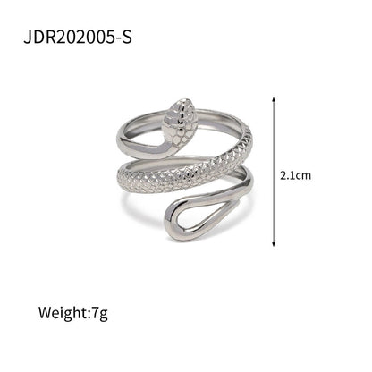 Fashion Snake 304 Stainless Steel 18K Gold Plated Plating Open Ring