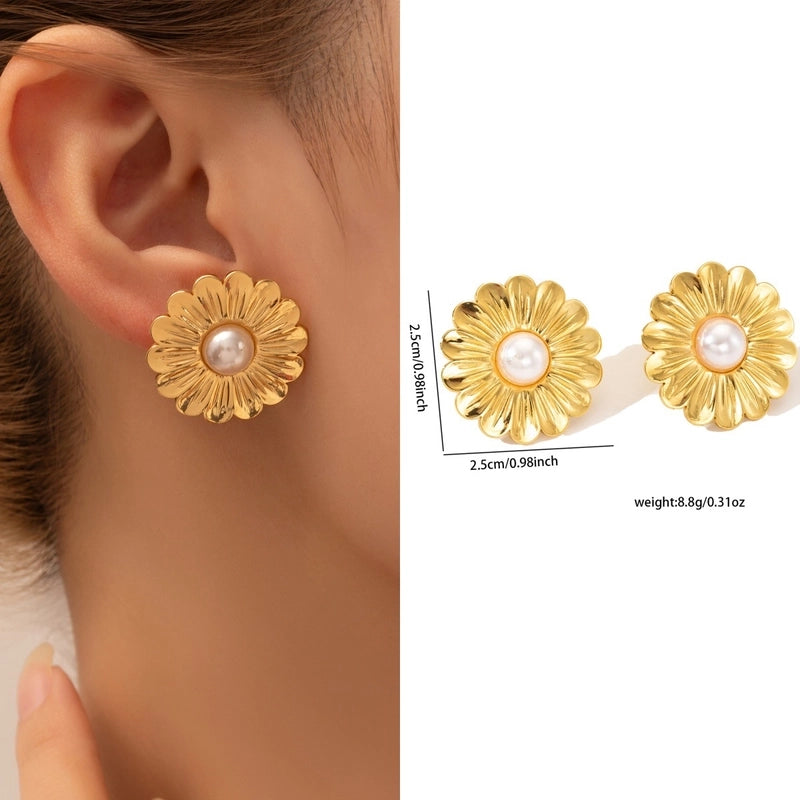 1 Pair Retro Minimalist Geometric Plating Titanium Steel Drop Earrings Ear Studs