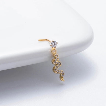 1 Piece Nose Rings & Studs Basic Classic Style Heart Shape Flower Butterfly 316L Stainless Steel Copper Plating Inlay Zircon