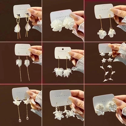 1 Pair Fashion Flower Alloy Plating Artificial Pearls Women\'s Drop Earrings