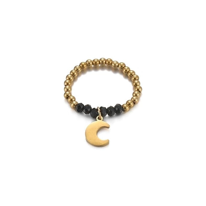 304 Stainless Steel 14K Gold Plated Minimalist Geometric Resin Glass Rings