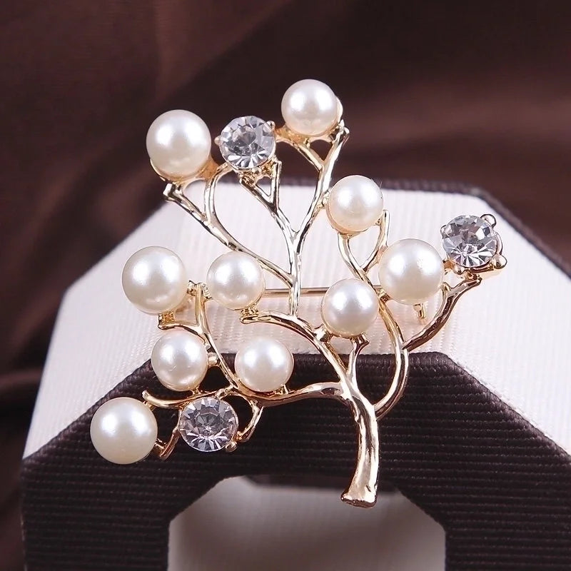 Elegant Pin Star Flower Snowflake Imitation Pearl Alloy Rhinestone Women'S Brooches