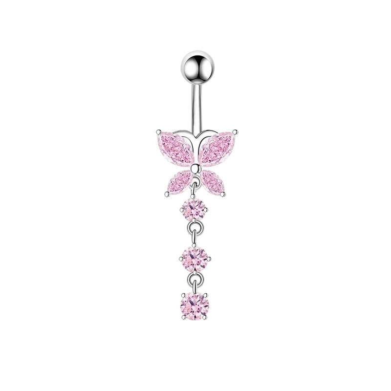 1 Piece Belly Rings Minimalist Heart Shape 304 Stainless Steel Inlay Zircon