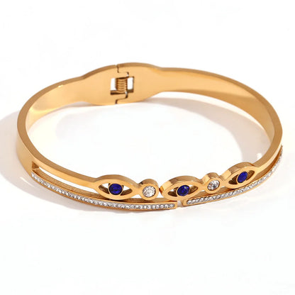Fashion Round Circle Stainless Steel 18K Gold Plated Bangles