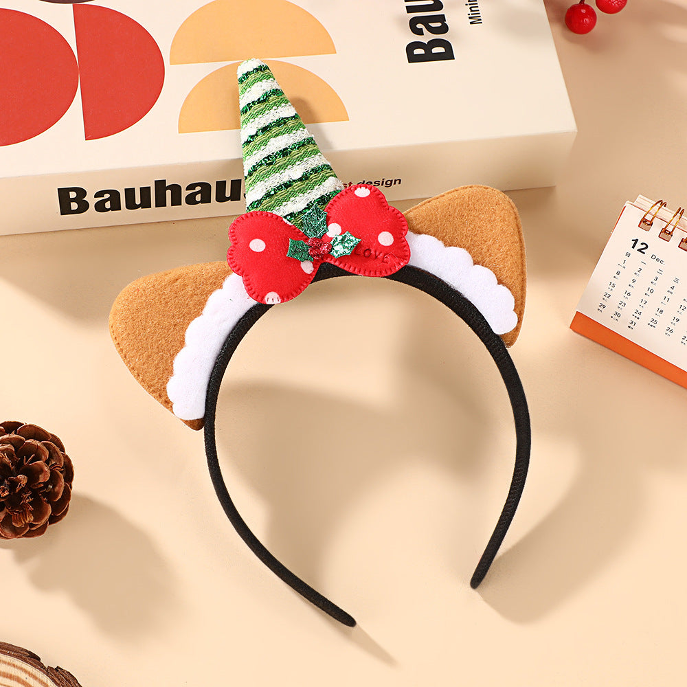 6 Pieces Christmas Reindeer Antler Headband Tieable Christmas Tree Headband Festive Atmosphere Decoration Cute Headband