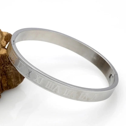 Fashion Number 304 Stainless Steel 18K Gold Plated No Inlay Bangle In Bulk