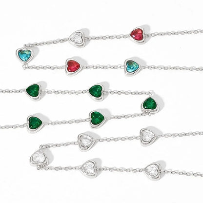 Sweet Heart Shape Stainless Steel Titanium Steel Plating Inlay Zircon Bracelets Necklace