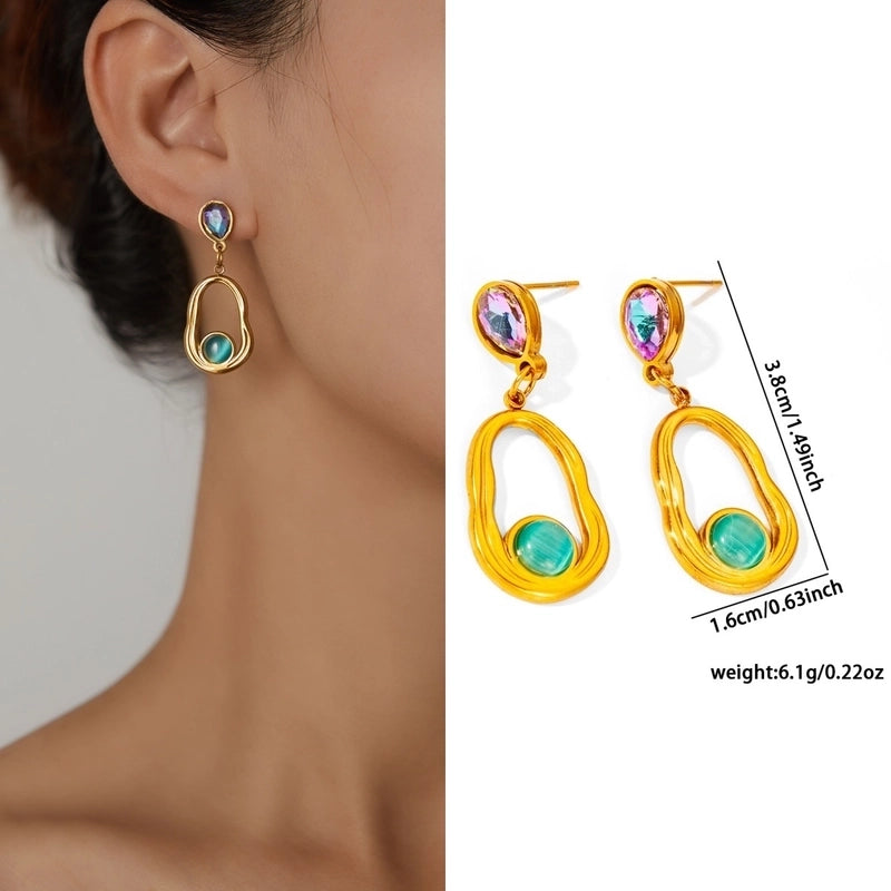 1 Pair Retro Minimalist Geometric Plating Titanium Steel Drop Earrings Ear Studs