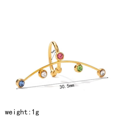 1 Piece IG Style Classic Style Geometric 304 Stainless Steel Zircon 18K Gold Plated Ear Cuffs