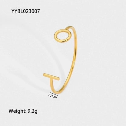 Modern Style Geometric Heart Shape Snake 304 Stainless Steel 18K Gold Plated Bangle In Bulk
