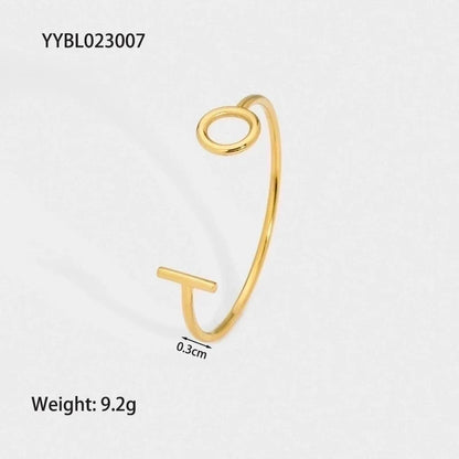 Modern Style Geometric Heart Shape Snake 304 Stainless Steel 18K Gold Plated Bangle In Bulk