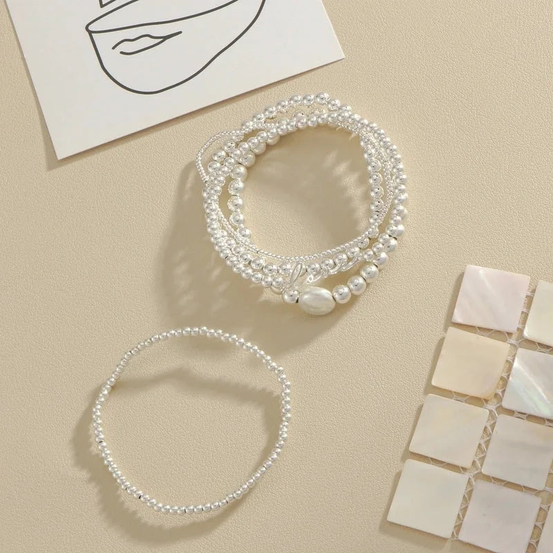 Freshwater Pearl Copper Ethnic Style Bohemian Beaded Plating Love Bracelets